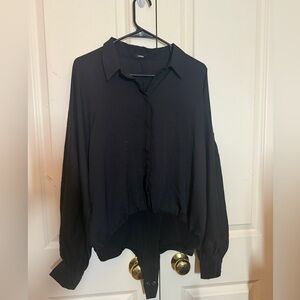 Express Womens Bodysuit with Collar - Black - Size Large